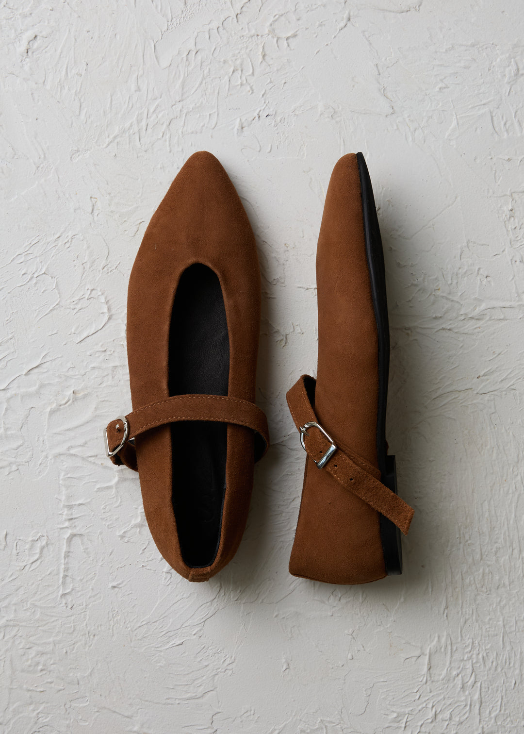 Ballerina Jolie Camel de cuero para mujer, hecha a mano en Chile | SENA